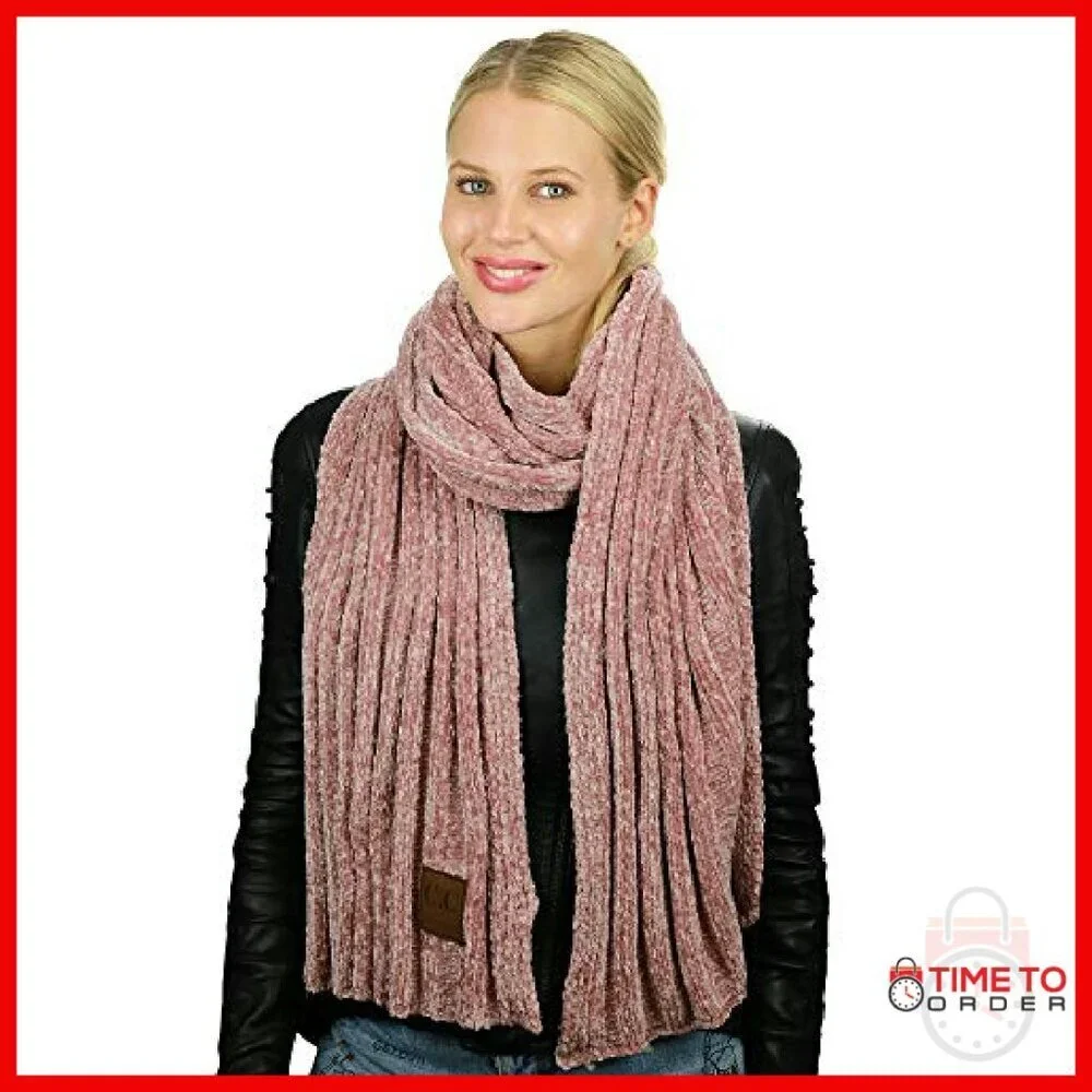 Ultra Soft Chenille Ribbed Knit Shawl Wrap Scarf 90